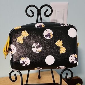 (11)Disney Store  Black Cosmetic Bag with Yellow Bow Accents NWOTs